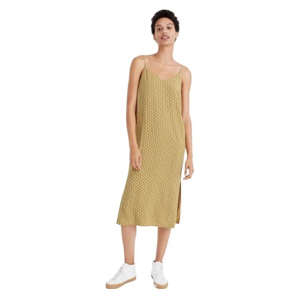 Madewell side-slit slip dress in cutout blooms 6